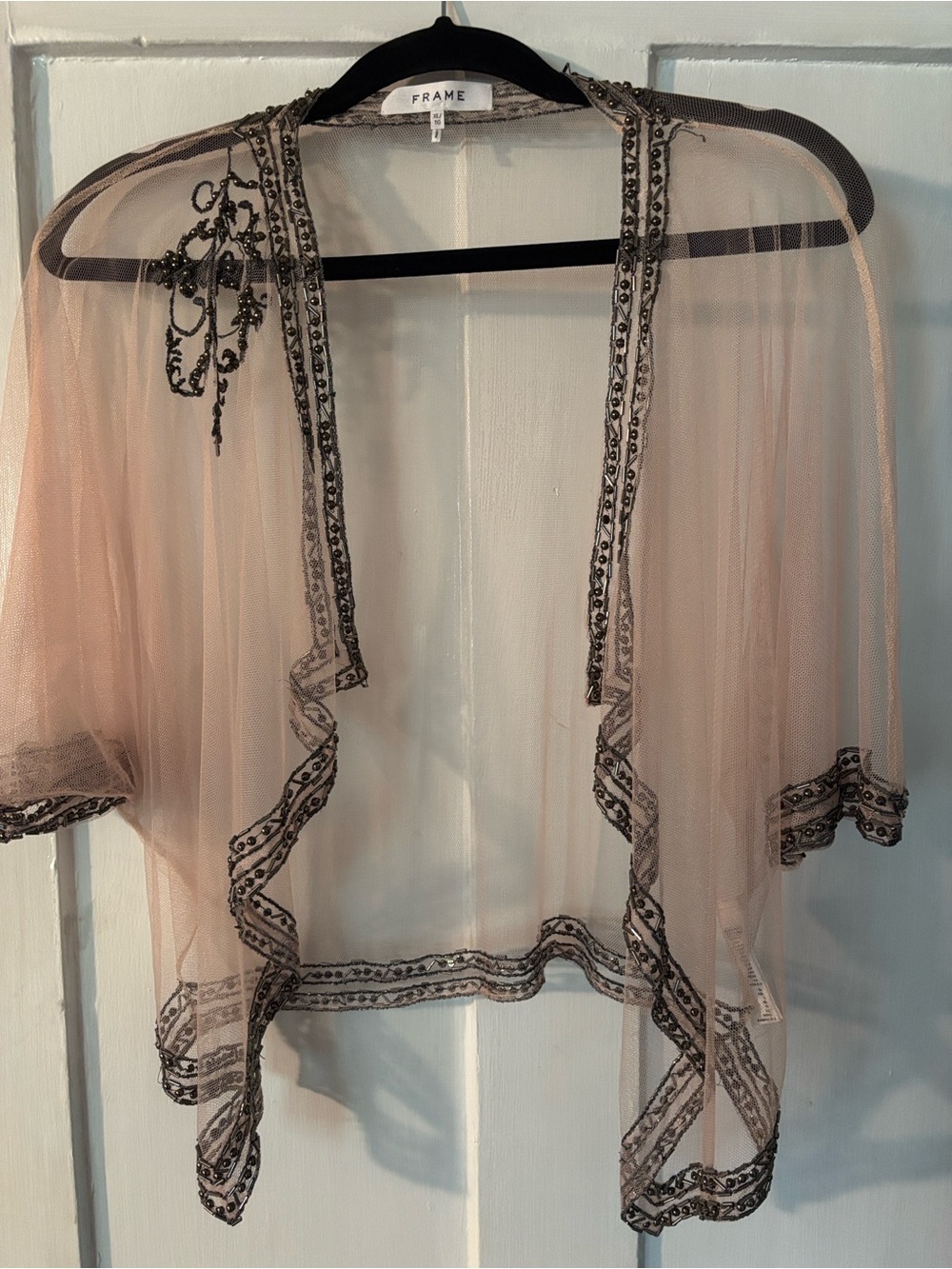 Frame Denim Sheer Blush Pink Beaded Wrap
